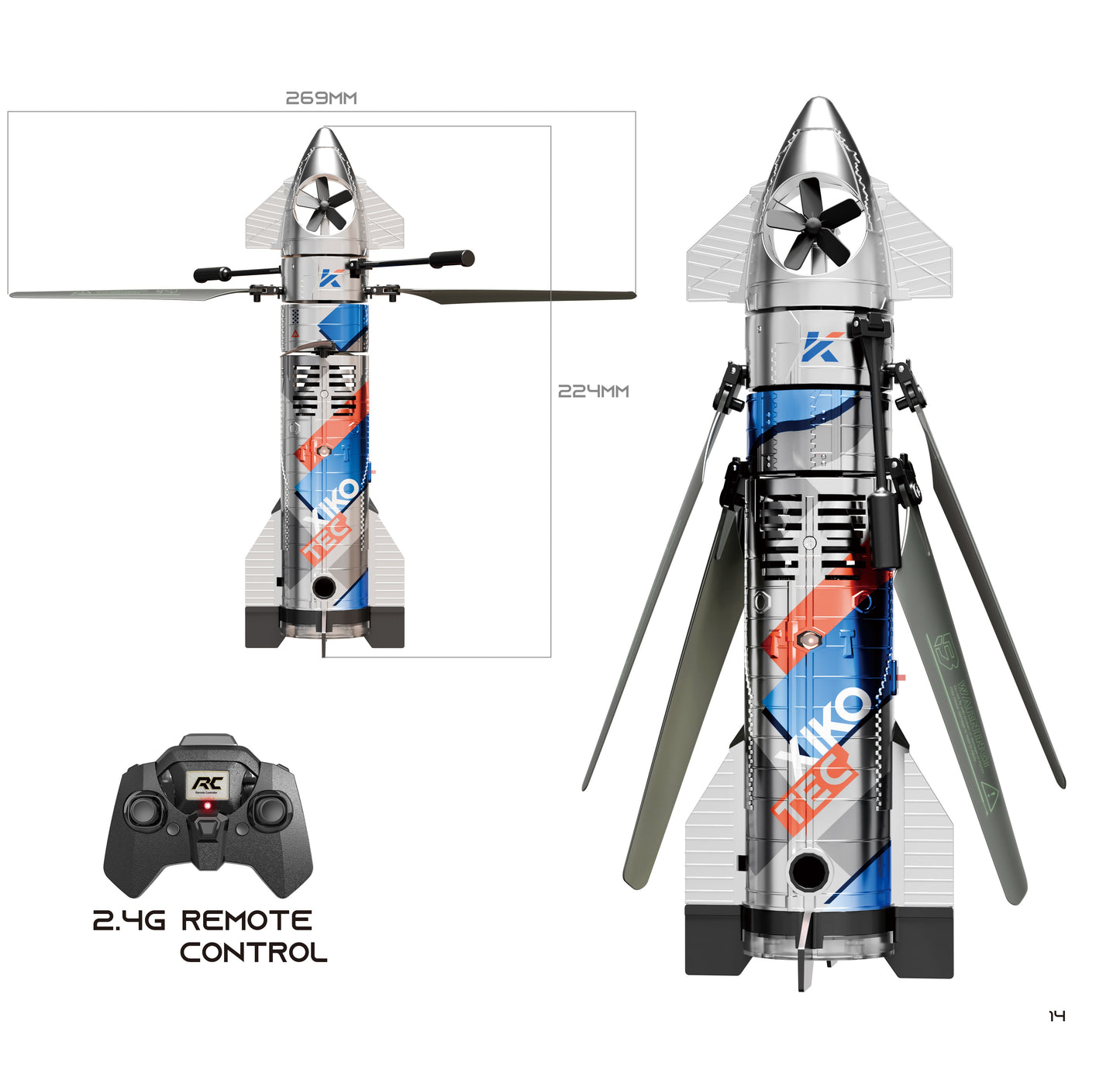 XK7 - 3.5 Channel Rocket Design RC helicopter